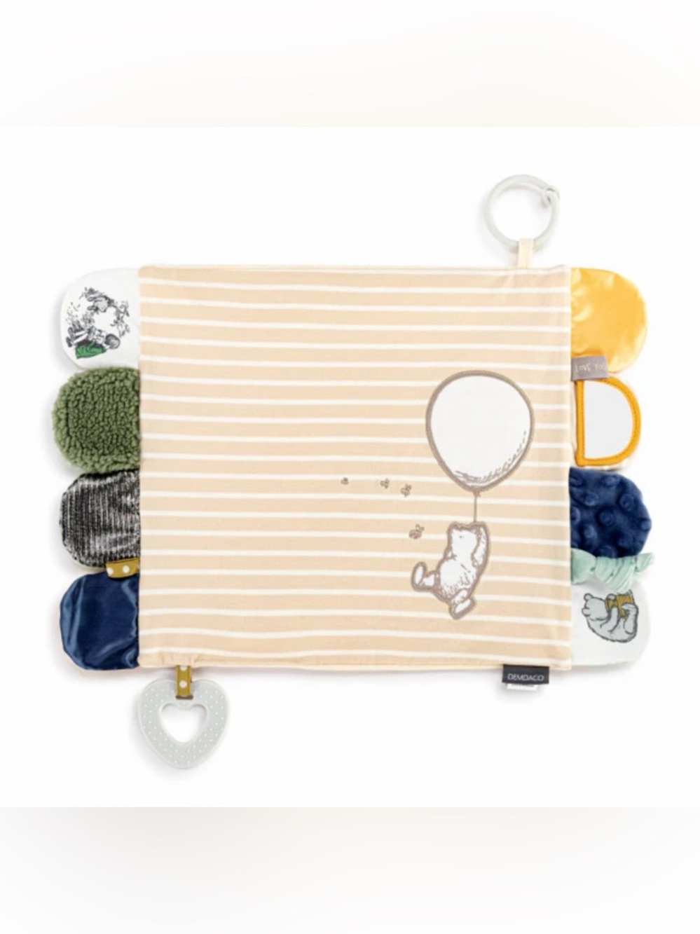 Demdaco Winnie the Pooh Baby Activity Blankie - Tan and Blue